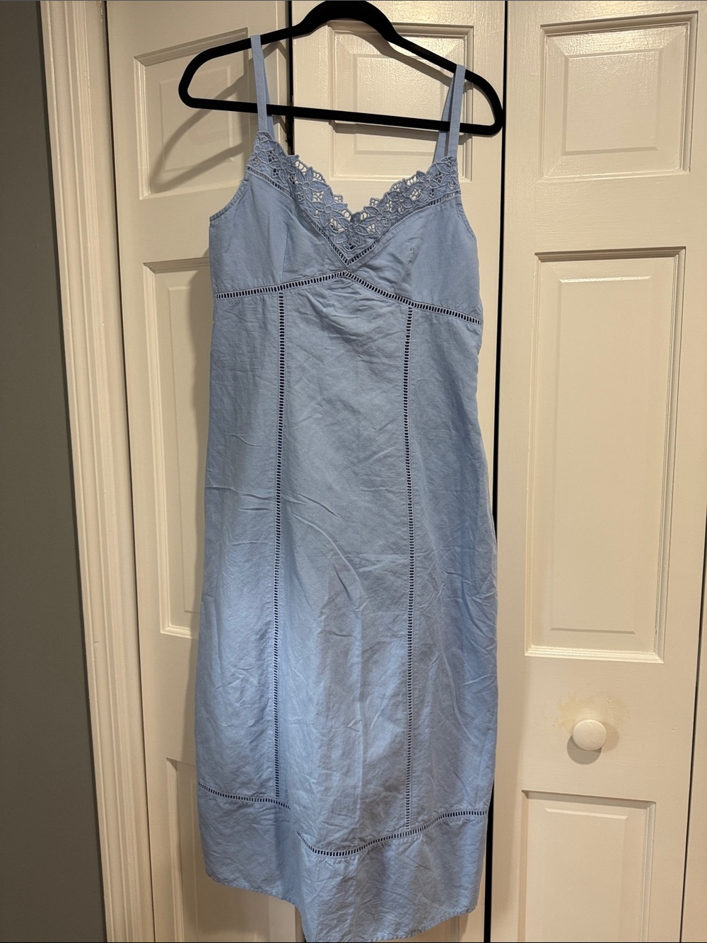 Madewell Light Blue Lace-Trim Slip Dress
